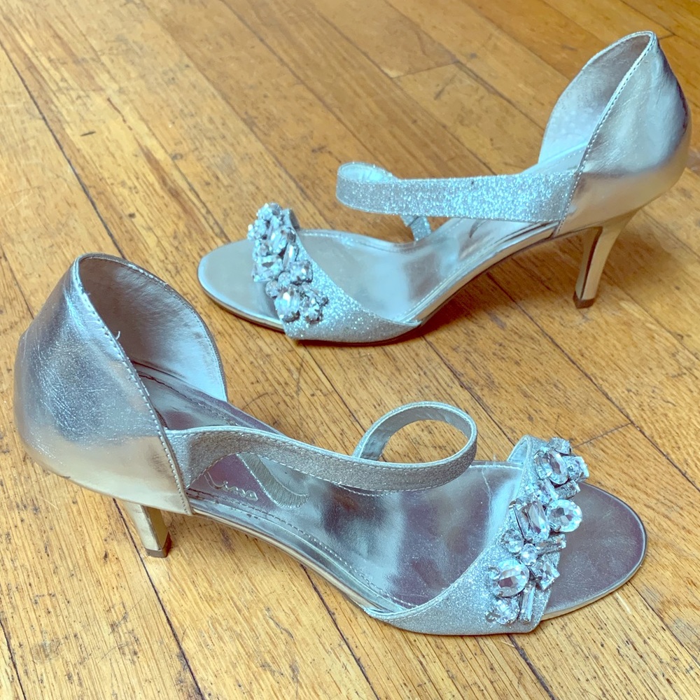 Sparkly silver heels